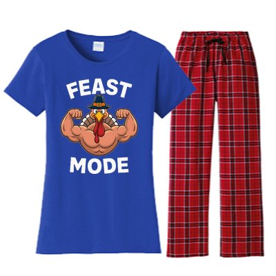 Feast Mode On Turkey Muscle Thanksgiving Women's Flannel Pajama Set