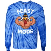 Feast Mode On Turkey Muscle Thanksgiving Tie-Dye Long Sleeve Shirt