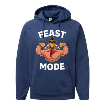 Feast Mode On Turkey Muscle Thanksgiving Performance Fleece Hoodie