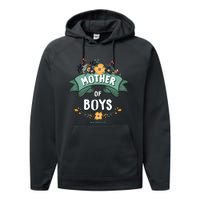 Floral Mother Of Boys Baby Shower Performance Fleece Hoodie