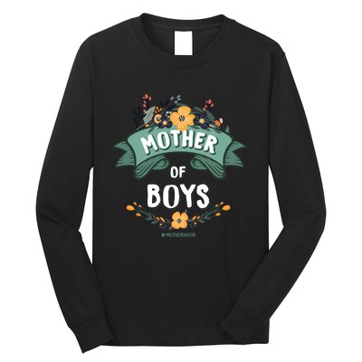 Floral Mother Of Boys Baby Shower Long Sleeve Shirt