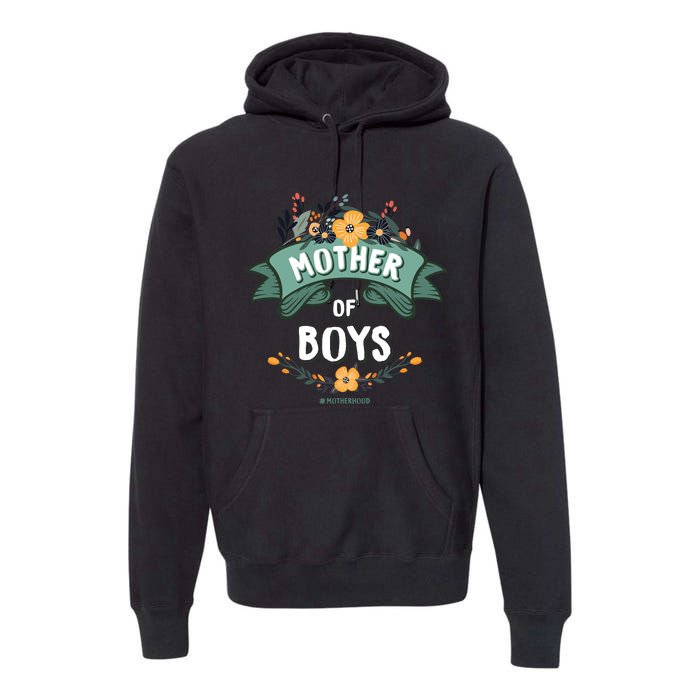 Floral Mother Of Boys Baby Shower Premium Hoodie