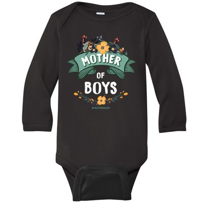 Floral Mother Of Boys Baby Shower Baby Long Sleeve Bodysuit