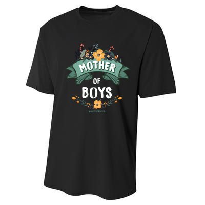 Floral Mother Of Boys Baby Shower Performance Sprint T-Shirt