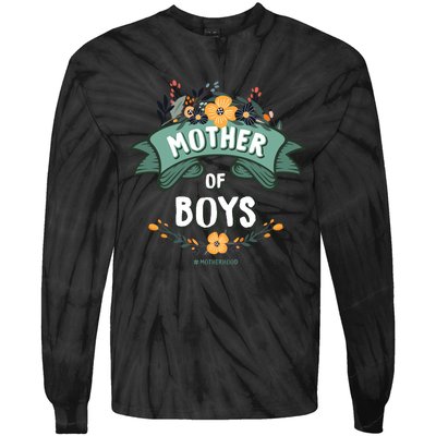 Floral Mother Of Boys Baby Shower Tie-Dye Long Sleeve Shirt