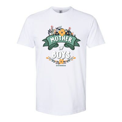 Floral Mother Of Boys Baby Shower Softstyle® CVC T-Shirt