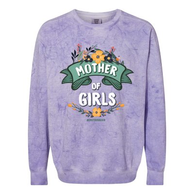 Floral Mother Of Girls Baby Shower Colorblast Crewneck Sweatshirt