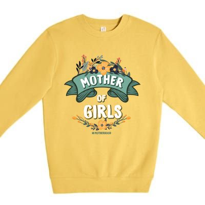 Floral Mother Of Girls Baby Shower Premium Crewneck Sweatshirt