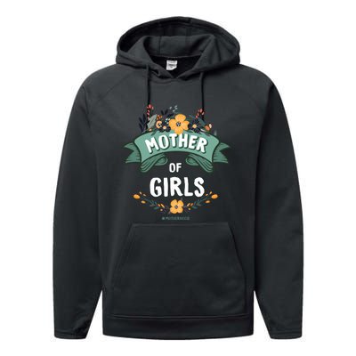 Floral Mother Of Girls Baby Shower Performance Fleece Hoodie