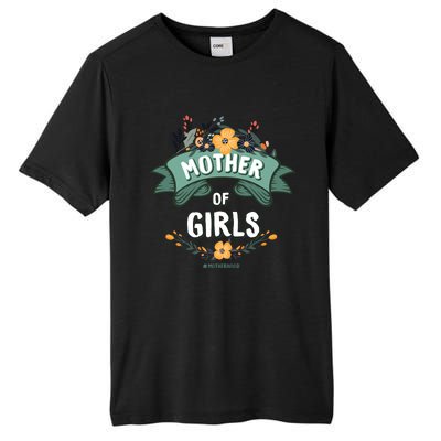 Floral Mother Of Girls Baby Shower Tall Fusion ChromaSoft Performance T-Shirt