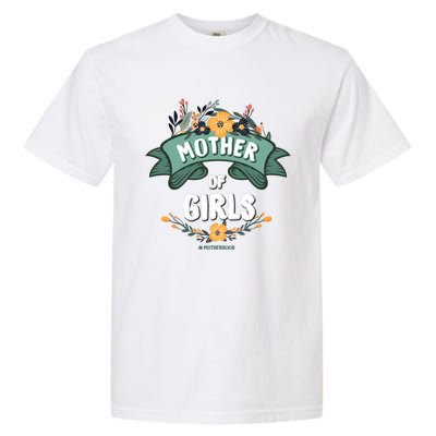 Floral Mother Of Girls Baby Shower Garment-Dyed Heavyweight T-Shirt