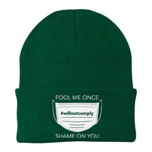 Fool Me Once I Will Not Comply Anti Mask More Masks Knit Cap Winter Beanie