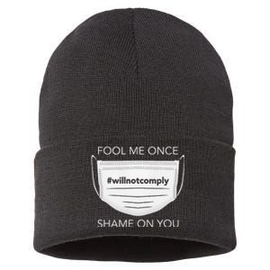 Fool Me Once I Will Not Comply Anti Mask More Masks Sustainable Knit Beanie