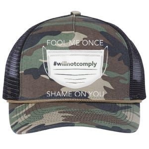 Fool Me Once I Will Not Comply Anti Mask More Masks Retro Rope Trucker Hat Cap