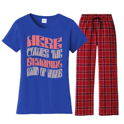 Funny Maid Of Honor Behaving Matching Bachelorette Party Gift Women's Flannel Pajama Set