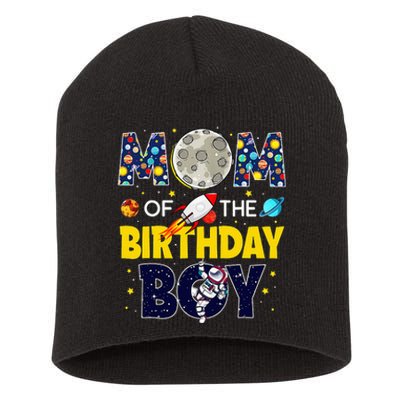 funny Mom Of The Birthday 2nd Outer Space Short Acrylic Beanie