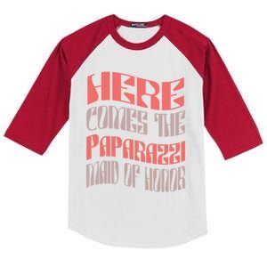 Funny Maid Of Honor Paparazzi Matching Bachelorette Party Gift Kids Colorblock Raglan Jersey