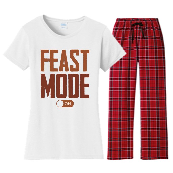 Feast Mode On Funny Thanksgiving Holiday Women's Flannel Pajama Set