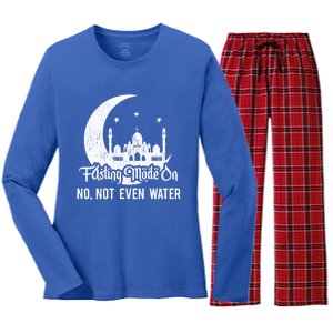 Fasting Mode On No Not Even Water Islamic Ramadan Kareem Meaningful Gift Women's Long Sleeve Flannel Pajama Set 