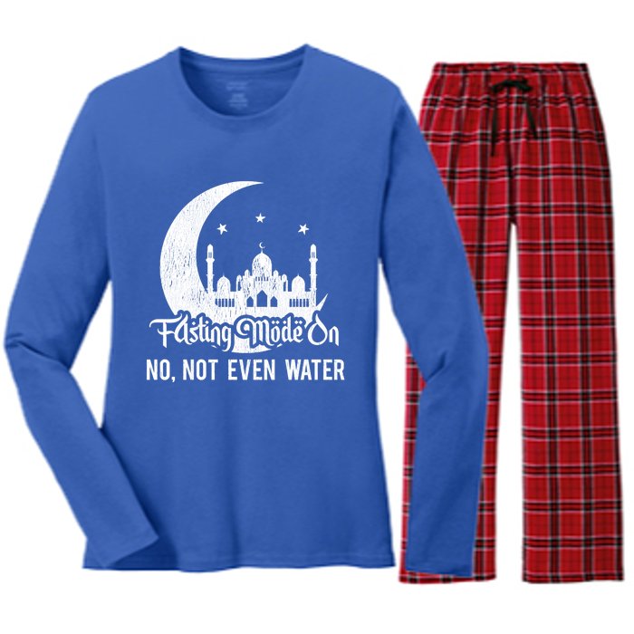 Fasting Mode On No Not Even Water Islamic Ramadan Kareem Meaningful Gift Women's Long Sleeve Flannel Pajama Set 