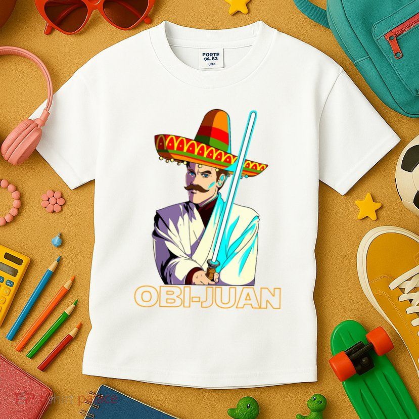 Funny Mexican Obi Juan Movie Parody Nerd Cinco De Mayo Gift Kids T-Shirt