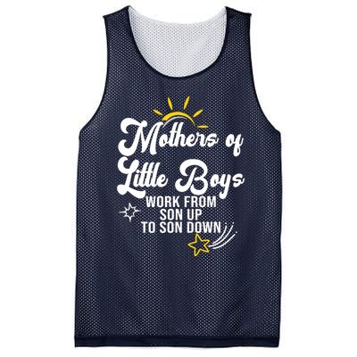 Funny Mothers of Little Boy Work From Son Up to Son Down Mesh Reversible Basketball Jersey Tank