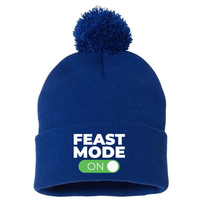 Feast Mode On Switch Thanksgiving Feast Phone Graphic Gift Pom Pom 12in Knit Beanie