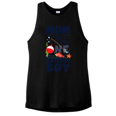 Funny Mom Of The Big One Birthday Fishing 1st First Birthday Gift Ladies PosiCharge Tri-Blend Wicking Tank