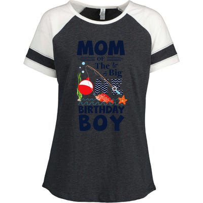 Funny Mom Of The Big One Birthday Fishing 1st First Birthday Gift Enza Ladies Jersey Colorblock Tee