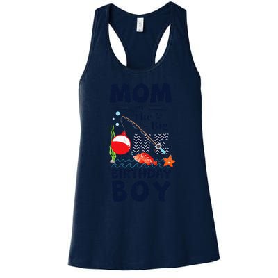 Funny Mom Of The Big One Birthday Fishing 1st First Birthday Gift Women's Racerback Tank