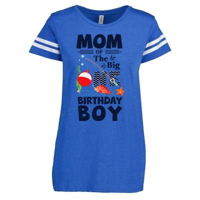 Funny Mom Of The Big One Birthday Fishing 1st First Birthday Gift Enza Ladies Jersey Football T-Shirt