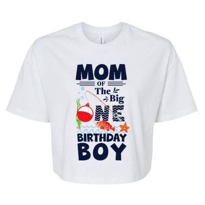 Funny Mom Of The Big One Birthday Fishing 1st First Birthday Gift Bella+Canvas Jersey Crop Tee