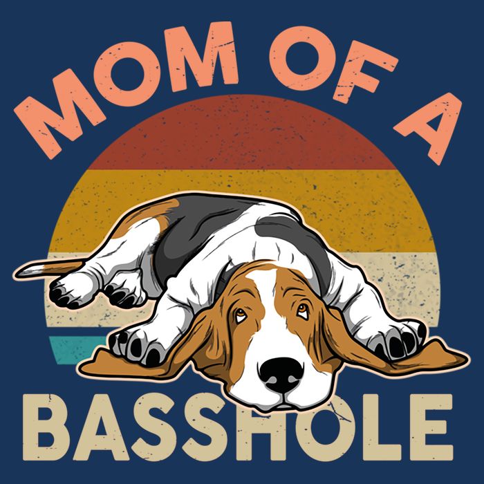 Funny Mom Of A Basshole Bassethound Gifts 7 Panel Mesh Trucker Snapback Hat