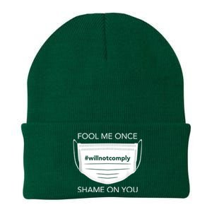 Fool Me Once I Will Not Comply Anti Mask No More Masks Knit Cap Winter Beanie