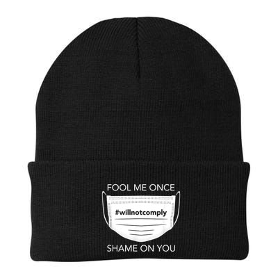 Fool Me Once I Will Not Comply Anti Mask No More Masks Beanie