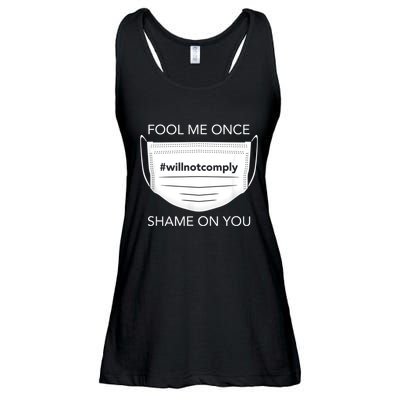 Fool Me Once I Will Not Comply Anti Mask No More Masks Ladies Essential Flowy Tank