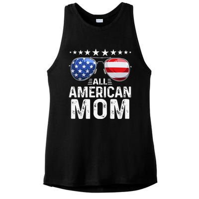 Family Matching Outfit All American Mom 4th of July USA Ladies PosiCharge Tri-Blend Wicking Tank