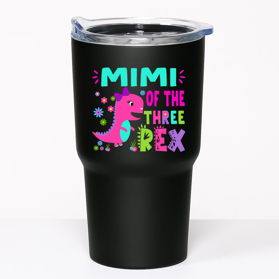 Funny Mimi Of The Birthday Three Rex Dinosaur Tumbler