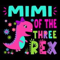 Funny Mimi Of The Birthday Three Rex Dinosaur Cropped Pullover Crew