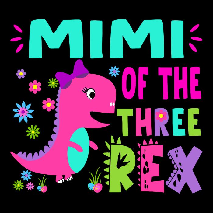 Funny Mimi Of The Birthday Three Rex Dinosaur Cropped Pullover Crew