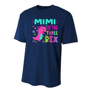 Funny Mimi Of The Birthday Three Rex Dinosaur Youth Performance Sprint T-Shirt