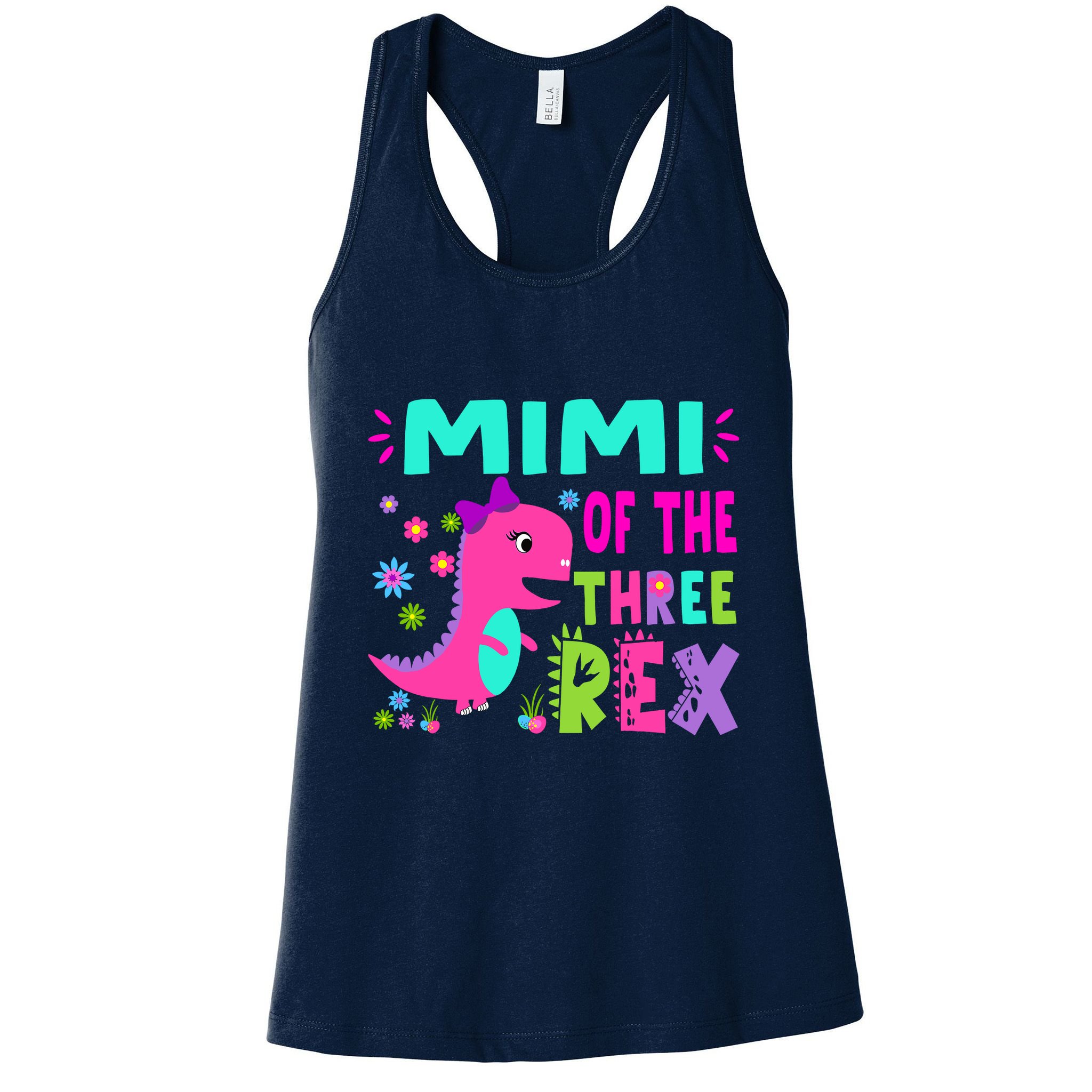Funny Mimi Of The Birthday Three Rex Dinosaur Womens Tank Top