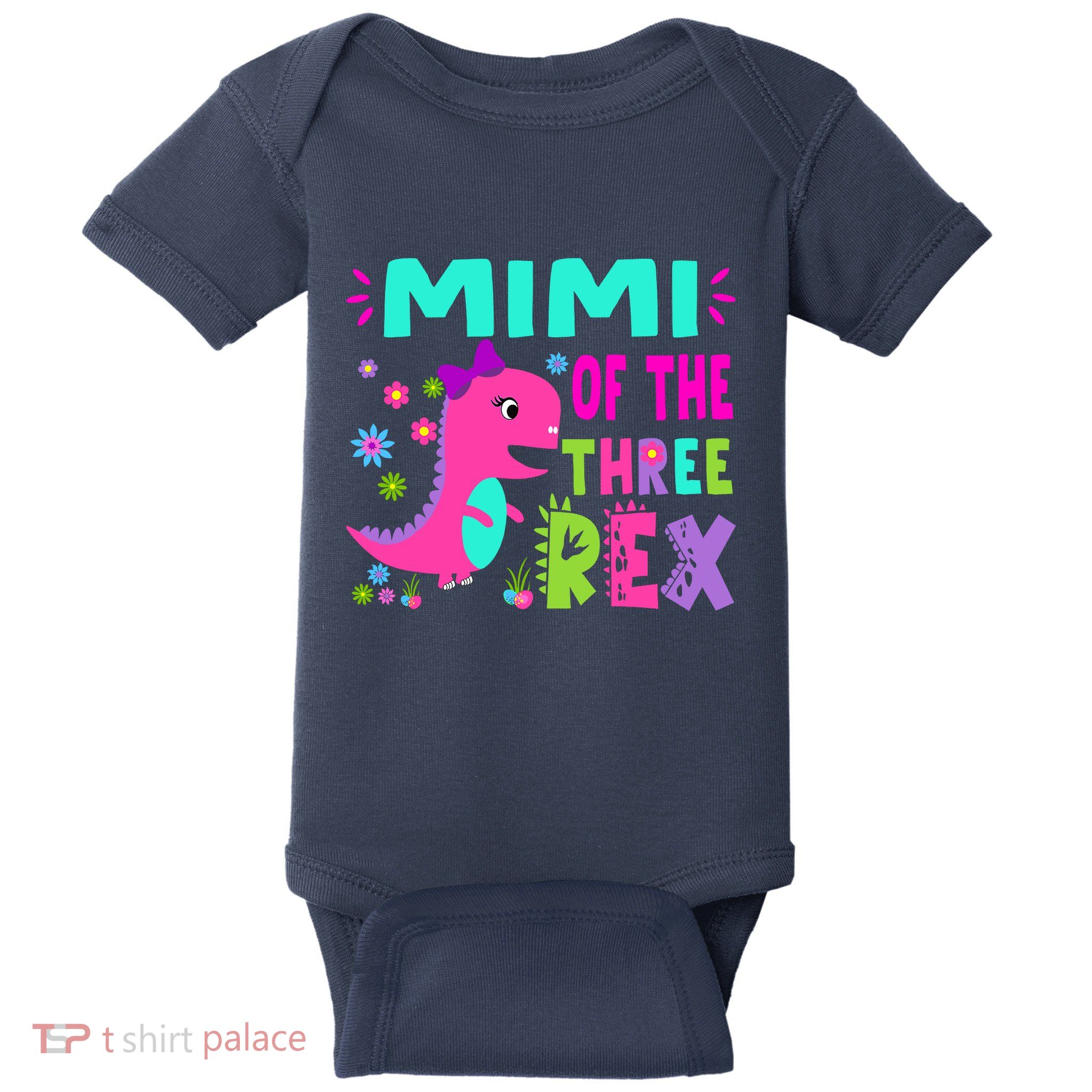 Funny Mimi Of The Birthday Three Rex Dinosaur Baby Bodysuit