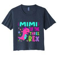 Funny Mimi Of The Birthday Three Rex Dinosaur Women's Crop Top Tee