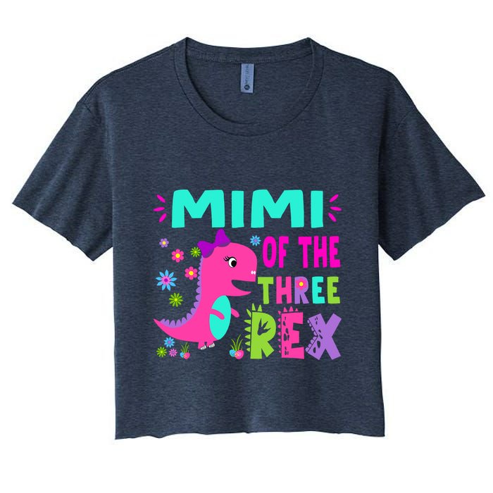 Funny Mimi Of The Birthday Three Rex Dinosaur Women's Crop Top Tee