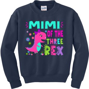 Funny Mimi Of The Birthday Three Rex Dinosaur Kids Sweatshirt