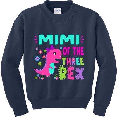 Funny Mimi Of The Birthday Three Rex Dinosaur Kids Sweatshirt