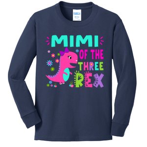 Funny Mimi Of The Birthday Three Rex Dinosaur Kids Long Sleeve Shirt