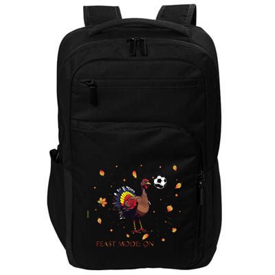 Feast Mode On Cute Turkey Footballer Turkey Thanksgiving Funny Footballer Impact Tech Backpack