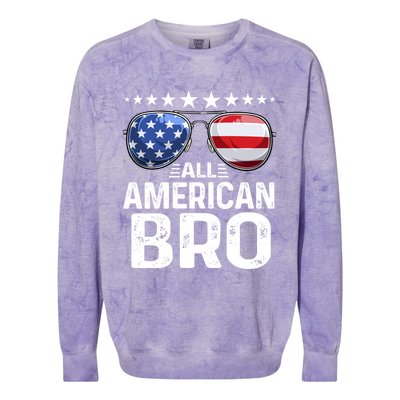 Family Matching Outfit All American Bro 4th Of July Usa Gift Colorblast Crewneck Sweatshirt